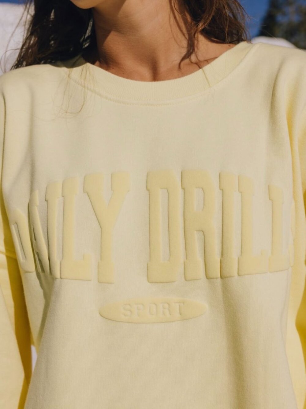 Daily Drills Oversized Sport Crew - Lemonade with Monochrome Patch